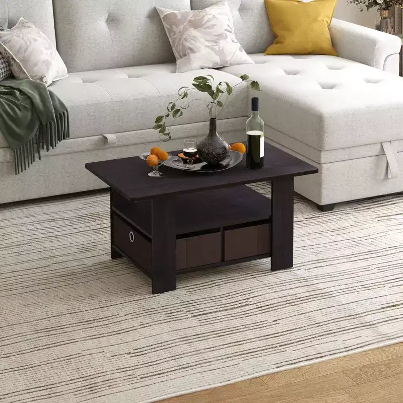 31 Table basse Meuble de salon moderne avec tiroir de rangement et étagère ouverte