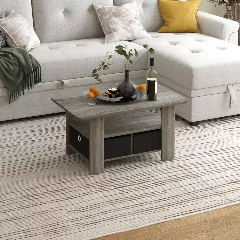 31 Table basse Meuble de salon moderne avec tiroir de rangement et étagère ouverte