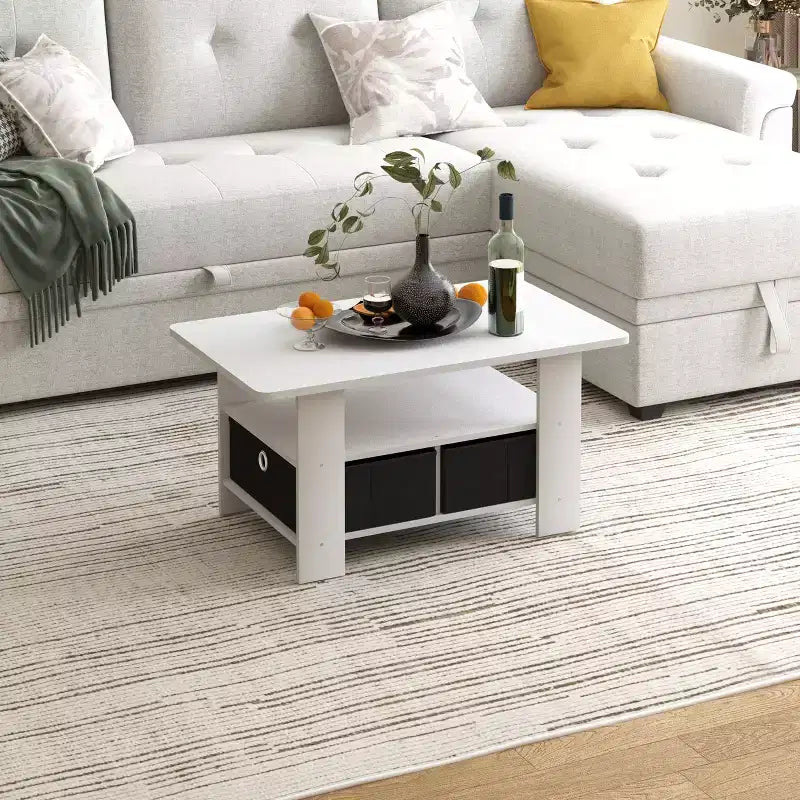 31 Table basse Meuble de salon moderne avec tiroir de rangement et étagère ouverte