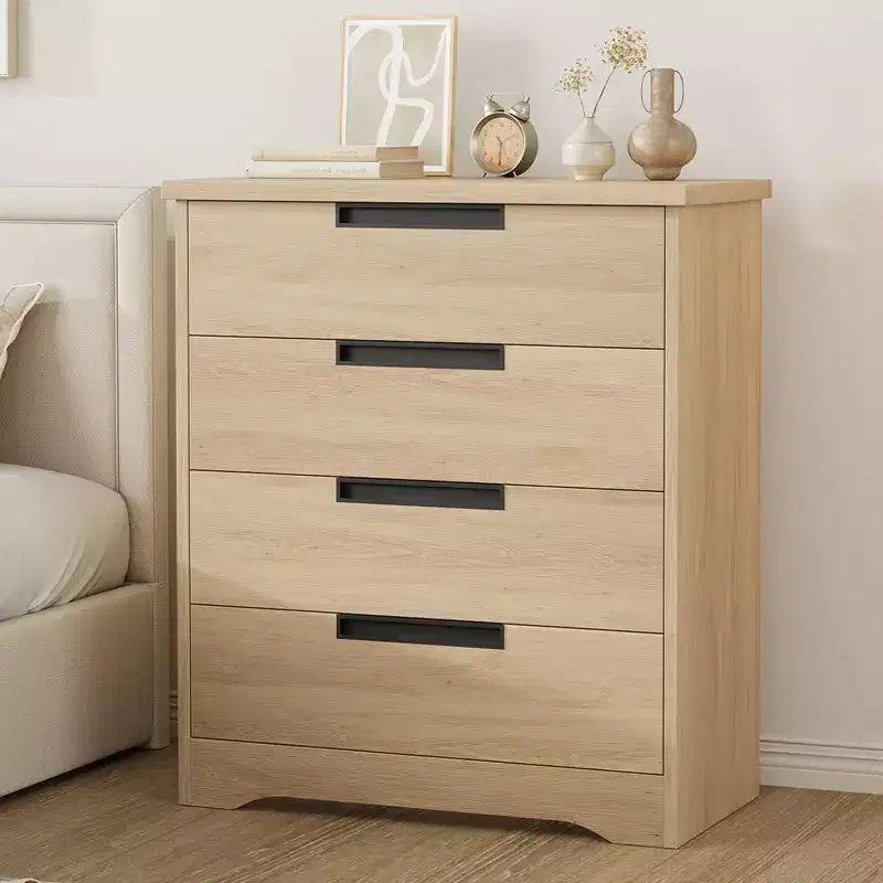 COZONY 4-Drawer Modern Dresser with Recessed Handles, Wooden Storage Cabinet for Bedroom Living Room Nursery