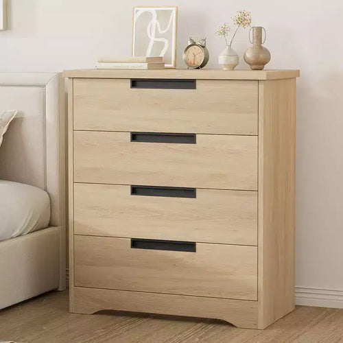 COZONY 4-Drawer Modern Dresser with Recessed Handles, Wooden Storage Cabinet for Bedroom Living Room Nursery