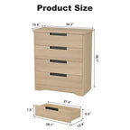4-Drawer Modern Dresser with Recessed Handles, Wooden Storage Cabinet for Bedroom Living Room Nursery