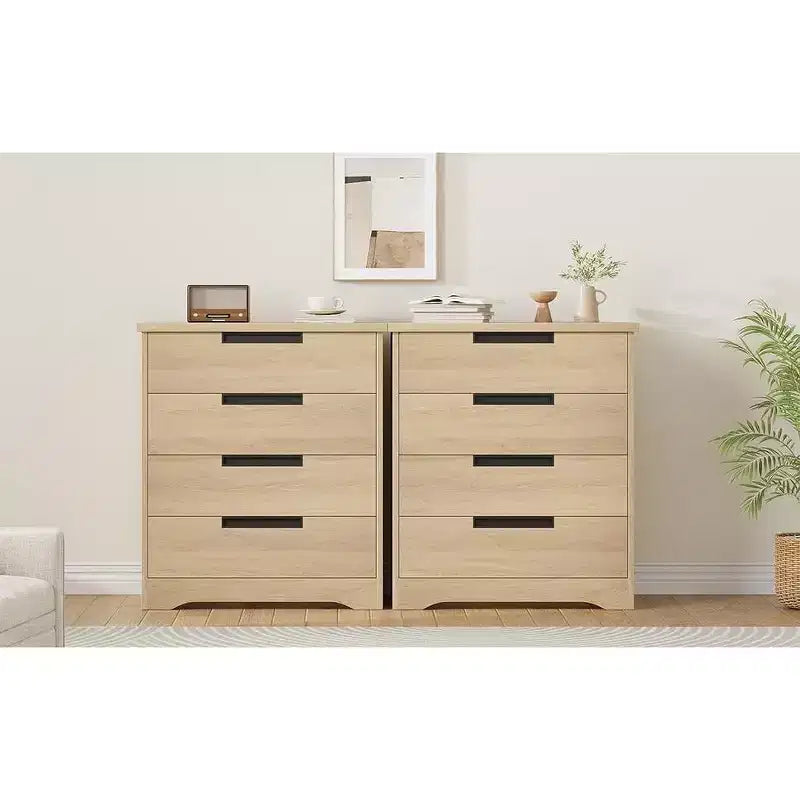 4-Drawer Modern Dresser with Recessed Handles, Wooden Storage Cabinet for Bedroom Living Room Nursery