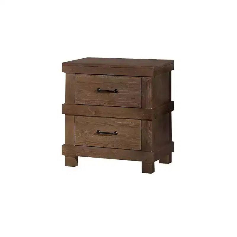 Drawer Nightstand With Metal Handle, Antique Oak
