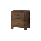 Drawer Nightstand With Metal Handle, Antique Oak