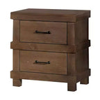 Drawer Nightstand With Metal Handle, Antique Oak