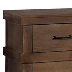 Drawer Nightstand With Metal Handle, Antique Oak