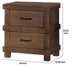 Drawer Nightstand With Metal Handle, Antique Oak