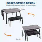 Bench-Style Dining Table with 2 Benches, 4-6 Person Dining Table and Chairs, Suitable for Kitchens, Apartments, and Studios