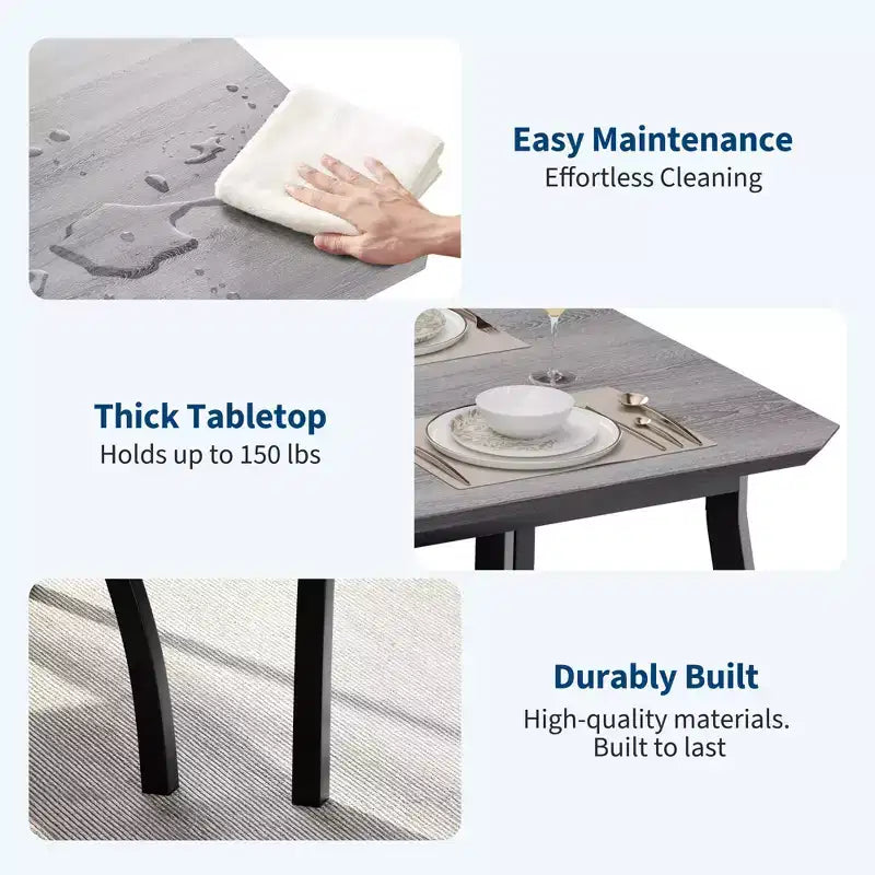 Bench-Style Dining Table with 2 Benches, 4-6 Person Dining Table and Chairs, Suitable for Kitchens, Apartments, and Studios