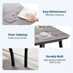 Bench-Style Dining Table with 2 Benches, 4-6 Person Dining Table and Chairs, Suitable for Kitchens, Apartments, and Studios