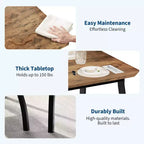 Bench-Style Dining Table with 2 Benches, 4-6 Person Dining Table and Chairs, Suitable for Kitchens, Apartments, and Studios