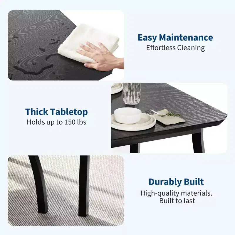 Bench-Style Dining Table with 2 Benches, 4-6 Person Dining Table and Chairs, Suitable for Kitchens, Apartments, and Studios