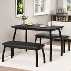 Bench-Style Dining Table with 2 Benches, 4-6 Person Dining Table and Chairs, Suitable for Kitchens, Apartments, and Studios