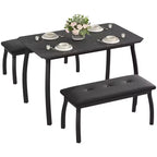 Bench-Style Dining Table Set Wooden dining table with 2 benches 4-6 person dining table and chair set Suitable for kitchens, apartments, and studios