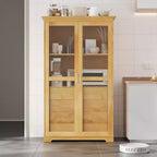 44.7x20x75inch Kitchen Pantry, Freestanding Kitchen Storage Cabinet Display Cabinet with Glass Doors and 4 Built-in Drawers for Living Room