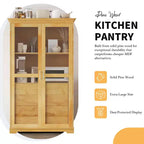 44.7x20x75inch Kitchen Pantry, Freestanding Kitchen Storage Cabinet Display Cabinet with Glass Doors and 4 Built-in Drawers for Living Room