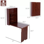 Wall Mounted Fold Out Convertible Desk-Function Floating Desk with Storage Shelf for Home Office