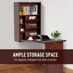 Wall Mounted Fold Out Convertible Desk-Function Floating Desk with Storage Shelf for Home Office