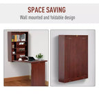 Wall Mounted Fold Out Convertible Desk-Function Floating Desk with Storage Shelf for Home Office