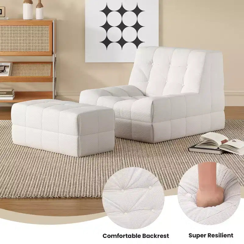 Fauteuil poire ergonomique en mousse à mémoire de forme avec pouf