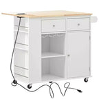 Îlot de cuisine de 101,1 cm (L) x 85,6 cm (H) avec rangement, abattant, casier à vin et rangement réglable, blanc