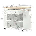 Îlot de cuisine de 101,1 cm (L) x 85,6 cm (H) avec rangement, abattant, casier à vin et rangement réglable, blanc