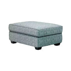 Repose-pieds, dessus coussiné en polyester sarcelle, bois noir, 40 pouces