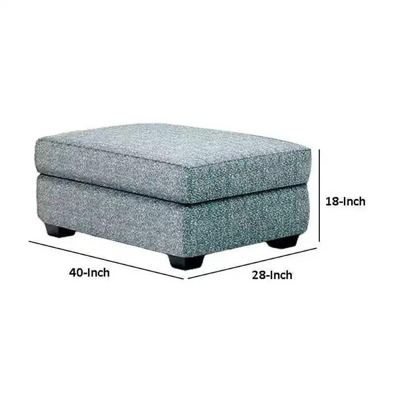 Repose-pieds, dessus coussiné en polyester sarcelle, bois noir, 40 pouces