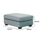 Repose-pieds, dessus coussiné en polyester sarcelle, bois noir, 40 pouces