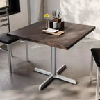 Square Solid Wood Commercial Indoor Tabletop with 30 x 30 Dining Height Rust-Resistant Cast Iron X-Base