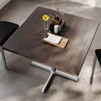 Square Solid Wood Commercial Indoor Tabletop with 30 x 30 Dining Height Rust-Resistant Cast Iron X-Base