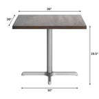 Square Solid Wood Commercial Indoor Tabletop with 30 x 30 Dining Height Rust-Resistant Cast Iron X-Base
