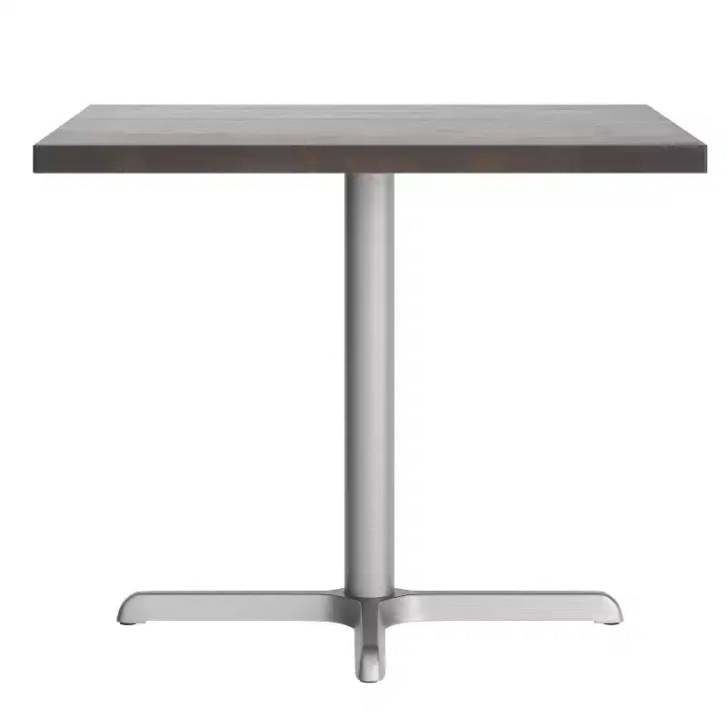 Square Solid Wood Commercial Indoor Tabletop with 30 x 30 Dining Height Rust-Resistant Cast Iron X-Base