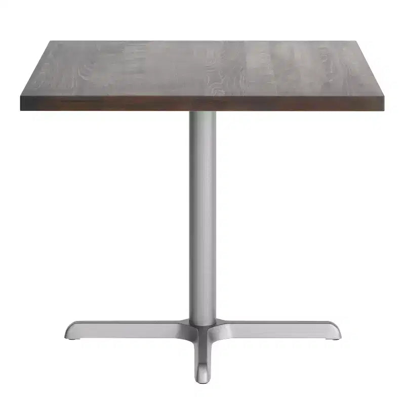 Square Solid Wood Commercial Indoor Tabletop with 30 x 30 Dining Height Rust-Resistant Cast Iron X-Base