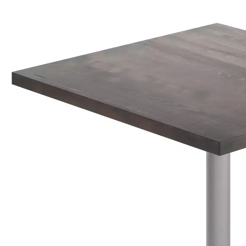 Square Solid Wood Commercial Indoor Tabletop with 30 x 30 Dining Height Rust-Resistant Cast Iron X-Base