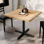 Square Solid Wood Commercial Indoor Tabletop with 30 x 30 Dining Height Rust-Resistant Cast Iron X-Base