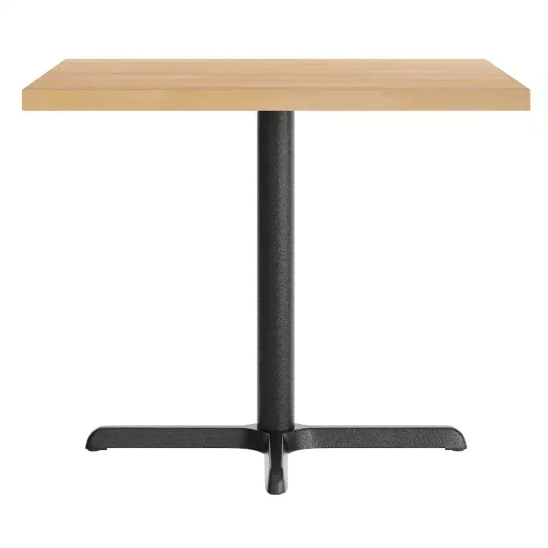 Square Solid Wood Commercial Indoor Tabletop with 30 x 30 Dining Height Rust-Resistant Cast Iron X-Base