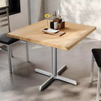 Square Solid Wood Commercial Indoor Tabletop with 30 x 30 Dining Height Rust-Resistant Cast Iron X-Base