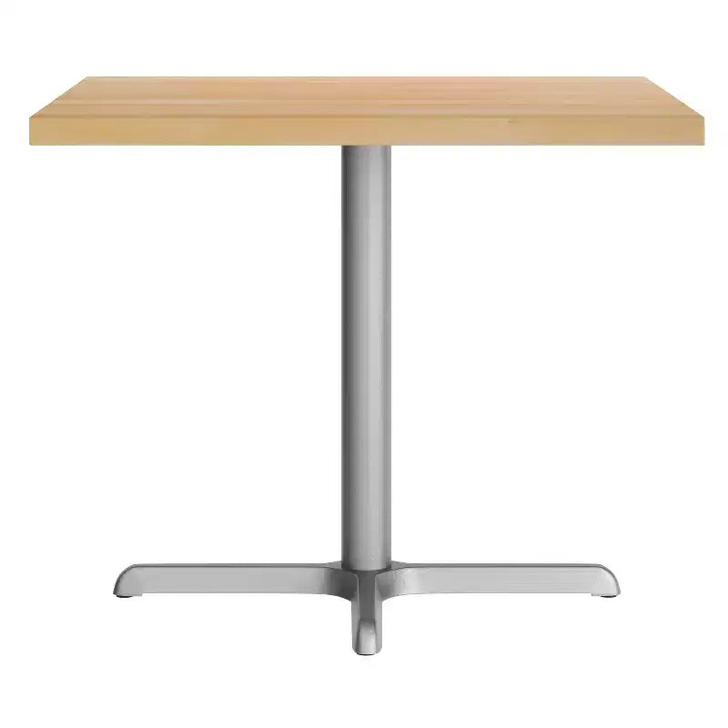 Square Solid Wood Commercial Indoor Tabletop with 30 x 30 Dining Height Rust-Resistant Cast Iron X-Base