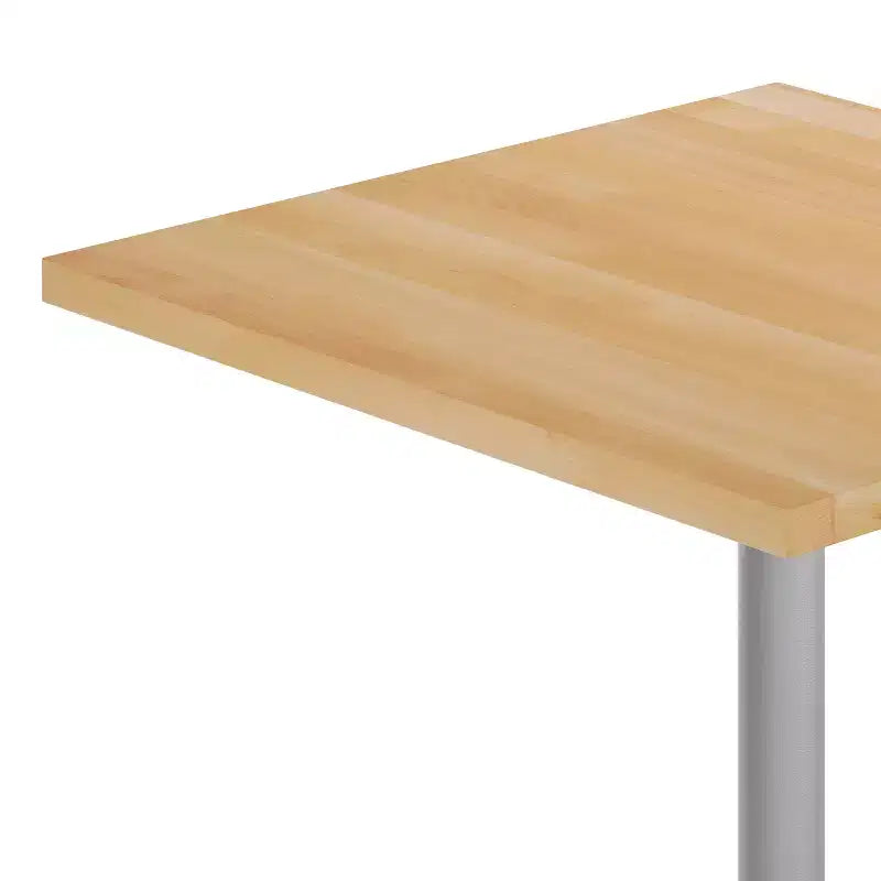 Square Solid Wood Commercial Indoor Tabletop with 30 x 30 Dining Height Rust-Resistant Cast Iron X-Base