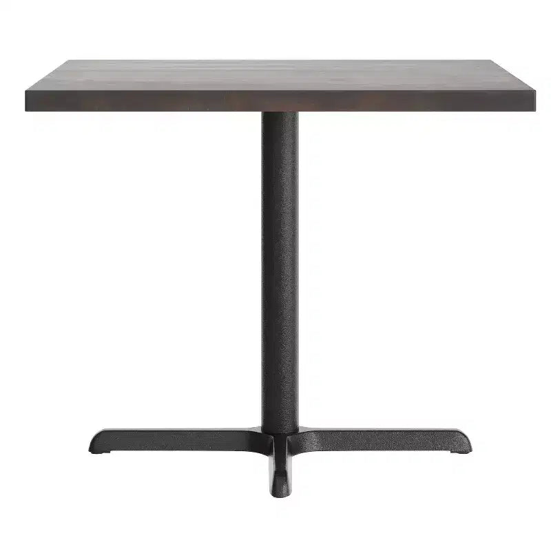 Square Solid Wood Commercial Indoor Tabletop with 30 x 30 Dining Height Rust-Resistant Cast Iron X-Base
