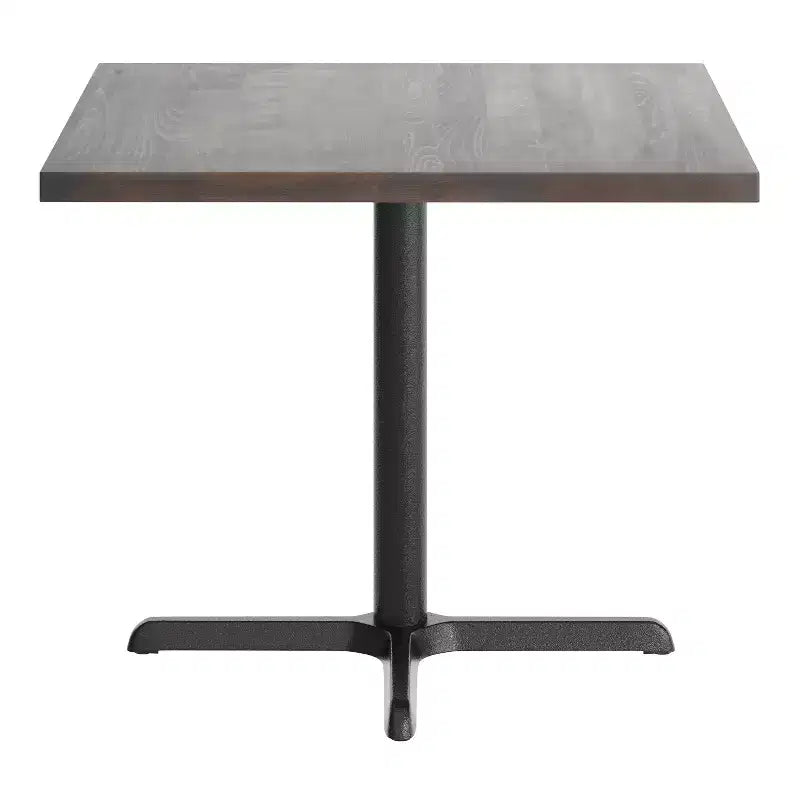 Square Solid Wood Commercial Indoor Tabletop with 30 x 30 Dining Height Rust-Resistant Cast Iron X-Base