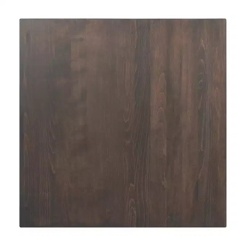 Square Solid Wood Commercial Indoor Tabletop with 30 x 30 Dining Height Rust-Resistant Cast Iron X-Base