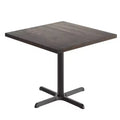 Square Solid Wood Commercial Indoor Tabletop with 30 x 30 Dining Height Rust-Resistant Cast Iron X-Base