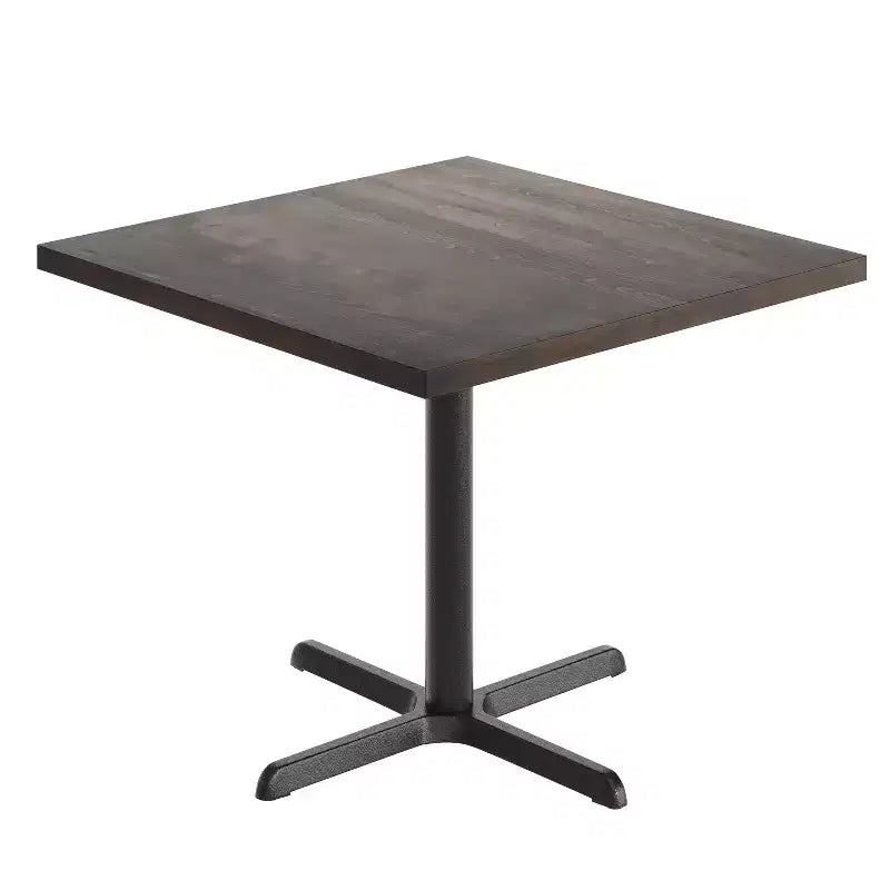 Square Solid Wood Commercial Indoor Tabletop with 30 x 30 Dining Height Rust-Resistant Cast Iron X-Base