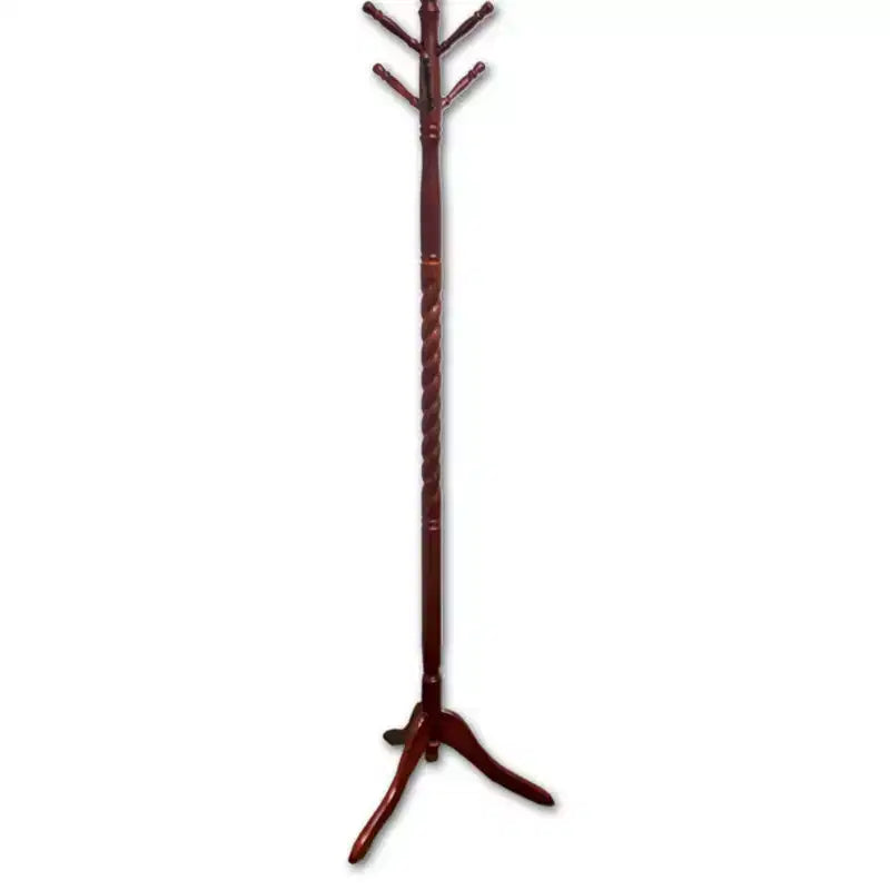 Porte-manteau autoportant de 181,6 cm avec support en bois, élégant portemanteau à 6 crochets, pour salon, chambre, entrée, couleur cerisier