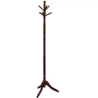 Porte-manteau autoportant de 181,6 cm avec support en bois, élégant portemanteau à 6 crochets, pour salon, chambre, entrée, couleur cerisier