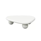 Modern Curved Triangular Coffee Table with 3 Ball Legs, High-Quality Accent Center Table for Living Room or Small Spaces
