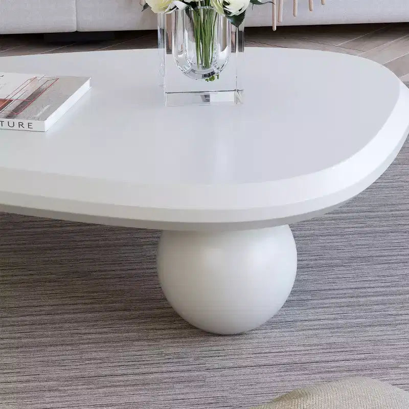 Modern Curved Triangular Coffee Table with 3 Ball Legs, High-Quality Accent Center Table for Living Room or Small Spaces